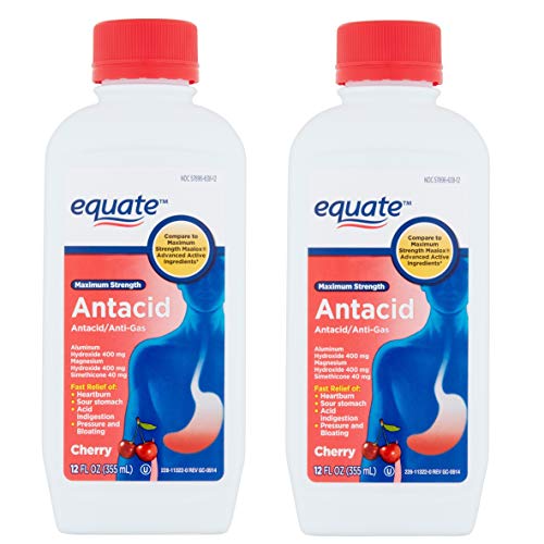 Equate – Antacid/Anti-Gas Liquid – Maximum Strength, Cherry Flavor, 12 fl oz (Pack of 2)