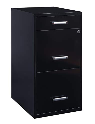 Office Dimensions 18in. Deep 3 Metal Organizer Pencil Drawer SOHO Vertical File Cabinet, Black