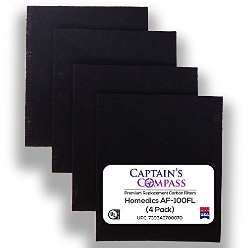 CAPTAIN’S COMPASS Replacement Carbon Filter 4-Pack for Homedics AF-100 Air Purifier, AF-100FL, Made in USA, 4 Pack