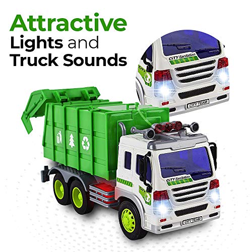 WolVol Friction Powered Garbage Truck Toy With Lights and Sounds For Kids (Can Open Back) | The Storepaperoomates Retail Market - Fast Affordable Shopping