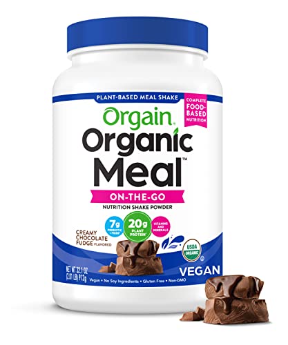 Vegan Protein Meal Replacement Powder by Orgain – 20g of Protein, Certified Organic and Plant Based, No Gluten, Soy or Dairy, Non-GMO, Creamy Chocolate Fudge, 2.01lb (Packaging May Vary)