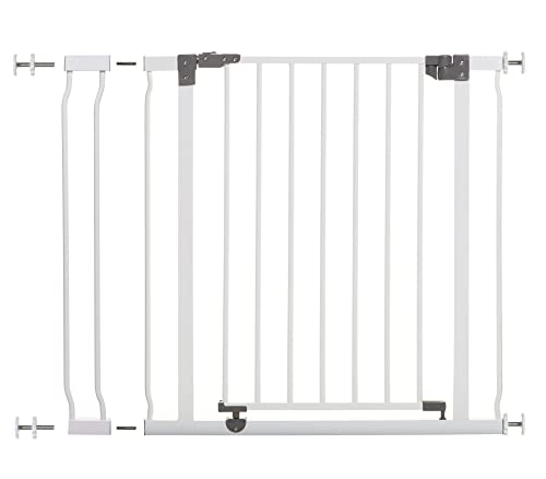 Dreambaby Liberty Walk Thru Auto Close Baby Safety Gate Set – with 3.5inch Extension Panel – Fits 29.5-36.5inch Openings – Pressure Mounted Security Gates – Model L776 – White