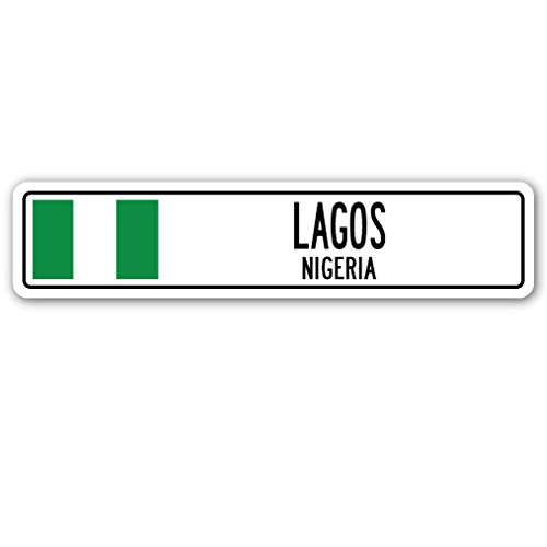 Lagos, Nigeria Street Sign Nigerian Flag City Country Road Wall Gift