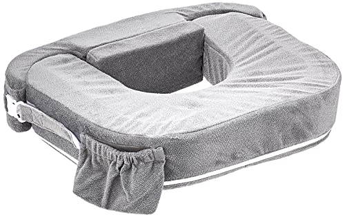 My Brest Friend Nursing Pillow for Twins, Breastfeeding, Nursing & Posture Support with Pocket and Removable Slipcover, Dark Grey