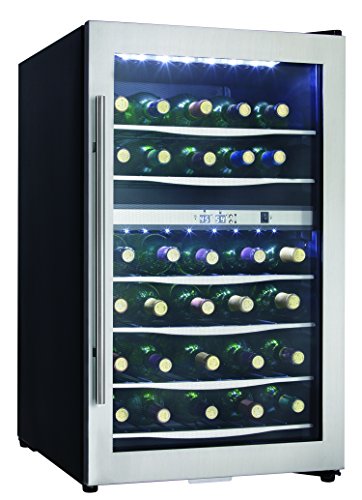 Danby Designer DWC040A3BSSDD 38 Bottle Dual Temperature Compact LED Light Refrigerator Wine Cooler, Stainless Steel