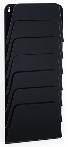 Set of 2 – Folder Wall Rack, 7 Pockets, Letter/Legal Size, Office Filing Organizer (Black)