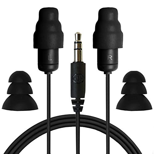 Plugfones Guardian in-Ear Earplug Earbud Hybrid – Noise Reduction in-Ear Headphones (Black)