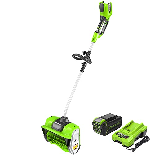 Greenworks 40V 12-Inch Cordless Snow Shovel 4Ah Battery and Charger Included