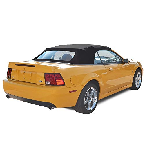Compatible With Ford Mustang Convertible Soft Top with Heated Glass Window Two-Piece Factory Style Black Sailcloth 1994-2004