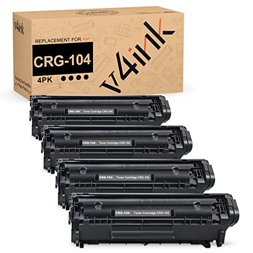 V4INK 4-Pack Compatible Toner Cartridge Replacement for Canon 104 CRG-104 FX-9 FX-10 Toner Cartridge Ink for use in Canon Imageclass D420 D450 D480 MF4150 MF4350D MF4270 MF4370DN MF4380DN Printer