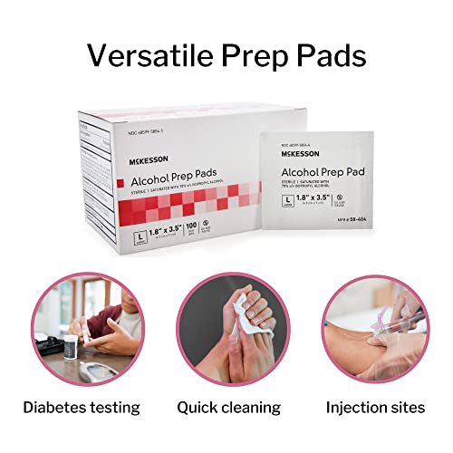 Alcohol Prep Pad, McKesson, Isopropyl Alcohol 70%, Individual Packet, Large, 3.5 X 1.7 Inch, Sterile, 100 Ct. Box, Case of 10 Boxes = 1000 Pads | The Storepaperoomates Retail Market - Fast Affordable Shopping