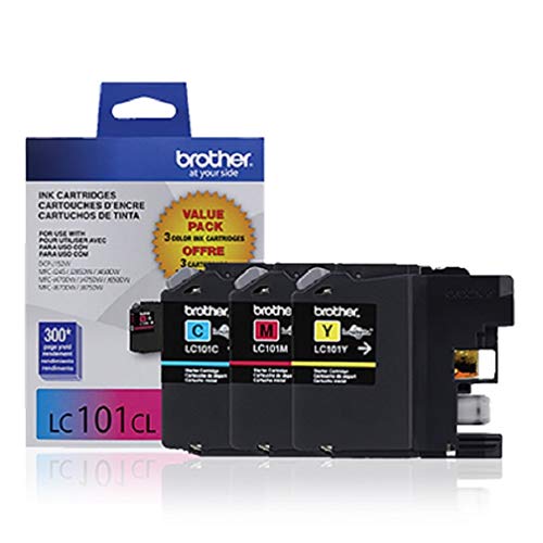 Brother LC101 3PKS Ink Cartridge – Cyan, Magenta, Yellow – 1 Each in Retail Packing