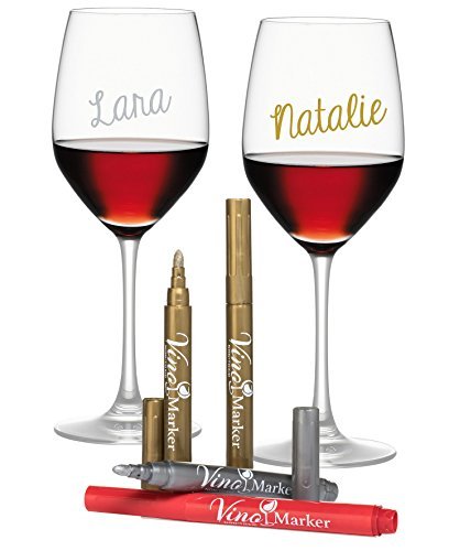 Vino Marker Wine Glass Pens Washable Drink Markers – Perfect For Holiday Parties, Home Bar Accessories, Bachelorette Party Favors, Wine Tasting Decorations or Any Event (Multicolor 4 Pack)