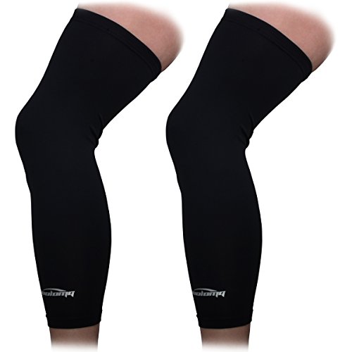 COOLOMG Basketball Knee Sleeves for Youth Kids 1 Pair Long Compression Leg Sleeves Black XS