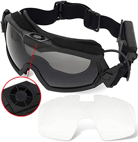 H World Shopping Fan Version Cooler Airsoft Glass Regulator Goggles Ski Snowboard Bike Sports (Black)