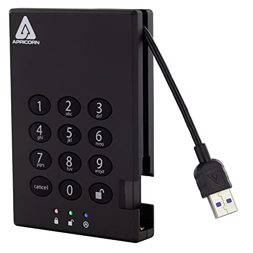 Apricorn 1TB Aegis Padlock USB 3.0 SSD 256-Bit Encrypted Portable Drive (A25-3PL256-S1000)