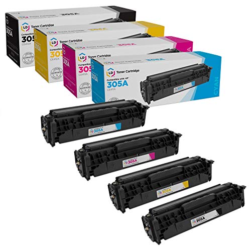 LD Products Compatible Toner Cartridge Replacements for HP 305A (Black, Cyan, Magenta, Yellow, 4-Pack) for use in Laserjet Pro 300 Color MFP M375nw, 400 Color: M451dn, M451dw, MFP M451nw & MFP M475dn