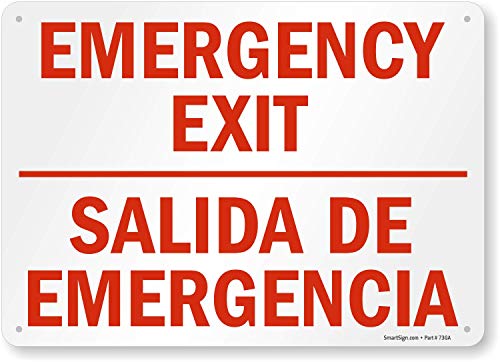 SmartSign “Emergency Exit” Bilingual Sign | 10″ x 14″ Plastic