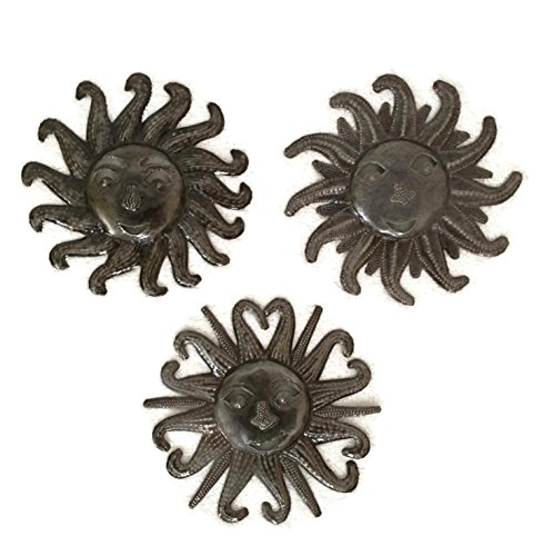 It’s Cactus Small Metal Sun Faces, Sunny Home Décor, Wall Hanging, Authentic Upcycled Artwork from Haiti 6 Inches Round (Sun Faces)