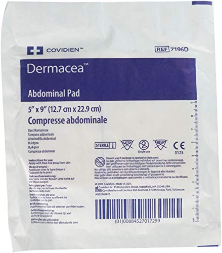 Kendall Curity Abdominal Pad, 5 X 9 Inch, Sterile, Covidien, 7196D – Pack of 36
