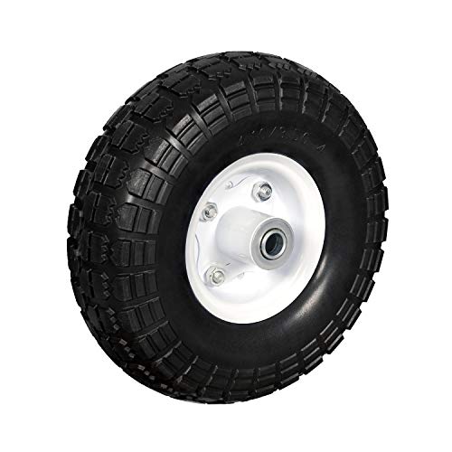 Professional EZ Travel Collection, Heavy Load Flat Free Wagon Dolly Cart Tire (10″ / 5/8″ Center Hold Shaft)
