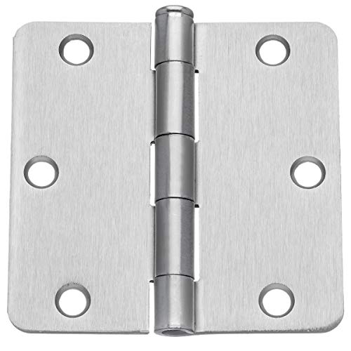 Dynasty Hardware 3-1/2″ Door Hinges 1/4″ Radius Corner, Satin Nickel (8)