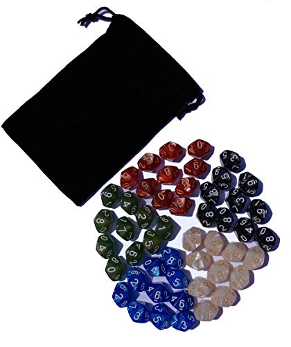 50 10-Sided Dice | 5 Sets of 10 D10