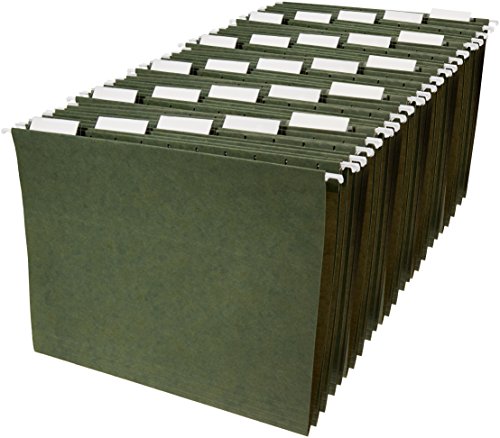 Amazon Basics Hanging Organizer File Folders – Letter Size, Green – Pack of 25