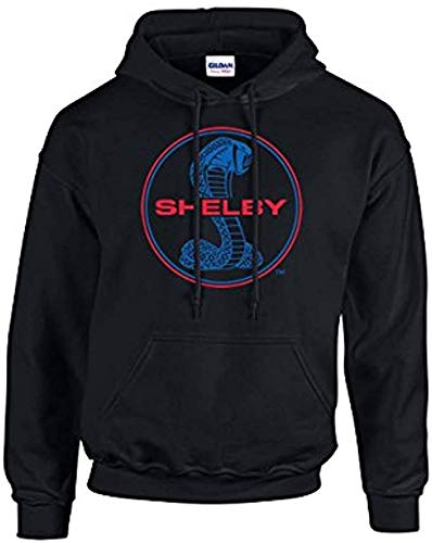 Ford Mustang Shelby Cobra Hooded Sweatshirt Blue and Red Hoodie Hood Racing Performance Tough Muscle Car Design-Navy-XXXL