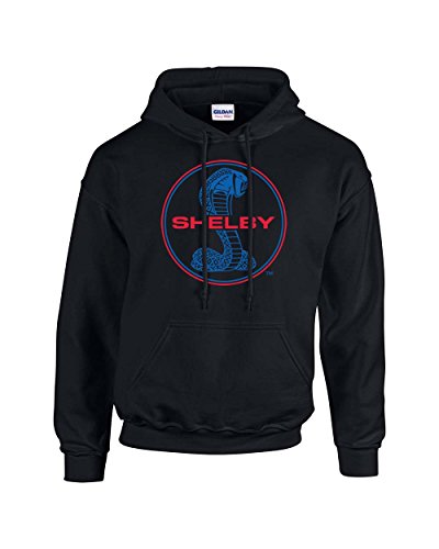 Ford Mustang Shelby Cobra Hooded Sweatshirt Blue and Red Hoodie Hood Racing Performance Tough Muscle Car Design-Black-XXXL