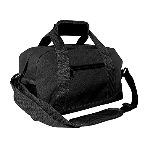 DALIX 14″ Small Duffle Bag Two Toned Gym Travel Bag (Black)