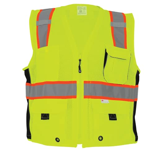 Global Glove Safety Vest with 6 Pockets and Zipper Front, High Visibility Reflective Vest for Men or Women, Lightweight and Breathable Mesh, ANSI Class 2 Compliant, 2XL