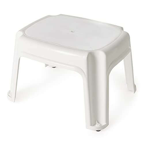 Gracious Living 9.5-Inch Tall, Sturdy Non Slip Plastic Single Level Home Step Stool for Kitchen, Bathroom, Laundry, or Pantry, White
