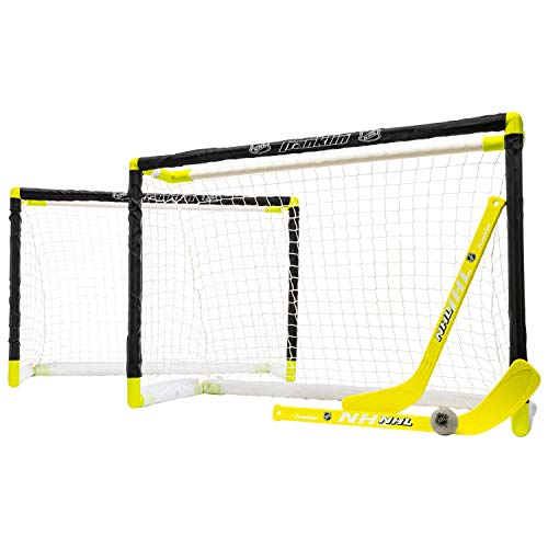 Franklin Sports Knee Hockey Goal Set – Mini Hockey Goals – 2 Goals – Pro Style Top Shelf – Kids Hockey Set – NHL, White