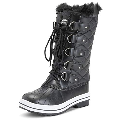 POLAR Womens Snow Boot Quilted Tall Winter Snow Waterproof Warm Rain Boot – 10 – BLL41 YC0010