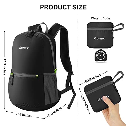 Gonex Ultra Lightweight Packable Backpack Daypack Handy Foldable Camping Outdoor Travel Cycling School Backpacking(Black) | The Storepaperoomates Retail Market - Fast Affordable Shopping