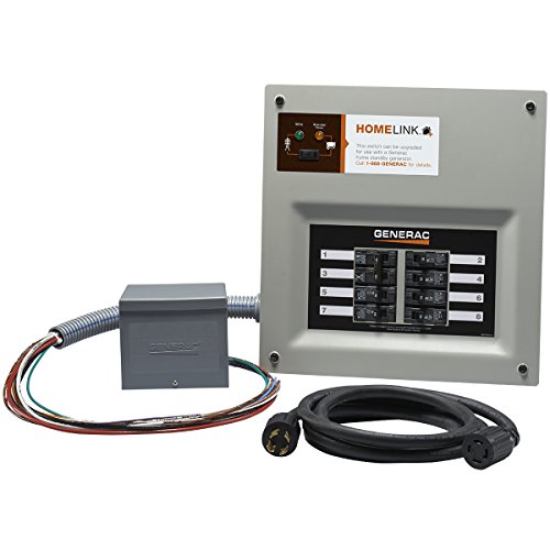 Generac 6853 Home Link Upgradeable 30 Amp Transfer Switch Kit with 10′ Cord and Resin Power Inlet Box