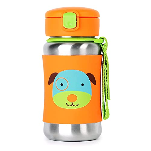 Skip Hop Toddler Sippy Cup with Straw, Zoo Stainless Steel Straw Bottle, Dog