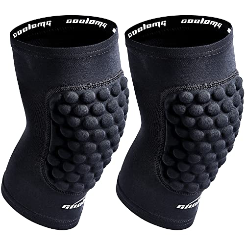 COOLOMG Protective Knee Pads Basketball Volleyball Football Crashproof Antislip (1Pair) Black S
