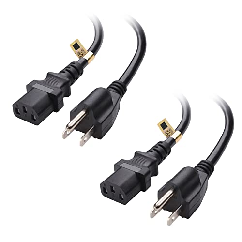 Cable Matters 2-Pack UL Listed 13 Amps 3 Prong Power Cord 6 ft, 16 AWG C13 Power Supply Cable / IEC Power Cable, TV Power Cord, Computer Power Cord (NEMA 5-15P to IEC C13)