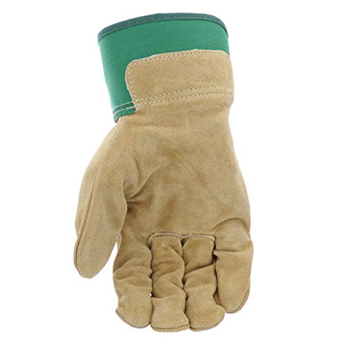 Scotts Men’s Durable Split Cowhide Leather Palm Work Gloves, Abrasion Resistant, Safety Cuff, Padded Knuckle, Green/Yellow, Large, (SC75525/L) | The Storepaperoomates Retail Market - Fast Affordable Shopping