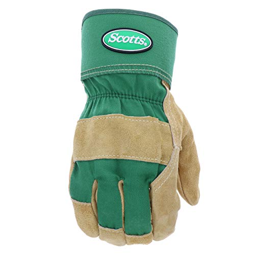 Scotts Men’s Durable Split Cowhide Leather Palm Work Gloves, Abrasion Resistant, Safety Cuff, Padded Knuckle, Green/Yellow, Large, (SC75525/L) | The Storepaperoomates Retail Market - Fast Affordable Shopping