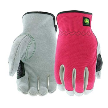 John Deere JD00016-WSM Split Cowhide Leather Gloves – [1 Pair] Small/Medium Women’s Work Gloves, Pink Black | The Storepaperoomates Retail Market - Fast Affordable Shopping