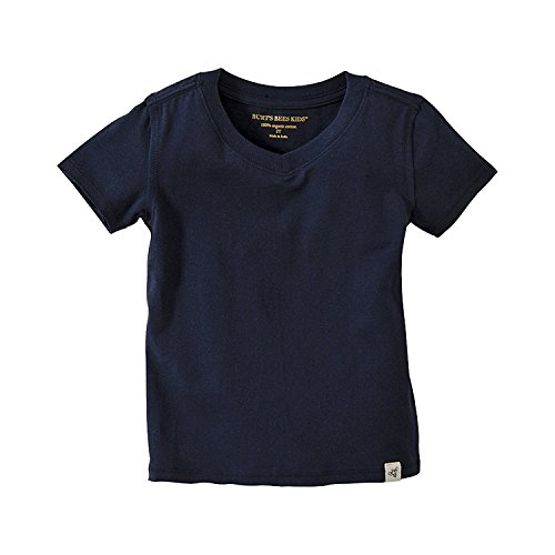 Burt’s Bees Baby baby boys T-shirt, Short Sleeve V-neck Crewneck Tees, 100% Organic Cotton infant and toddler t shirts, Navy, 24 Months US