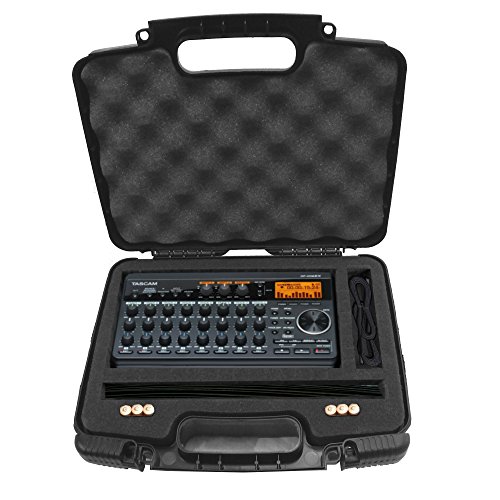 CASEMATIX Customizable Recorder Hard Case Compatible with Tascam DP-008EX, DP-006 Digital Pocket Studio Multi Track Recorders, Adapter, Cables and Charger