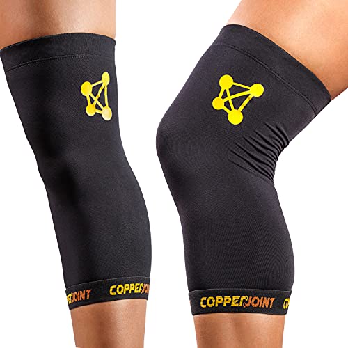 CopperJoint Knee Compression Sleeve Knee Support for Women & Men – Breathable Copper Infused Nylon – Non-Slip Design – For Pain Relief, Recovery, Swelling & Circulation – Single Sleeve Only (Large)