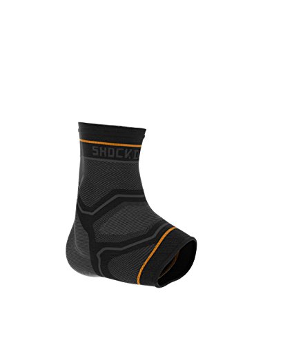 Shock Doctor Compression Knit Ankle Sleeve with Gel Support, Black/Grey, Adult-Large