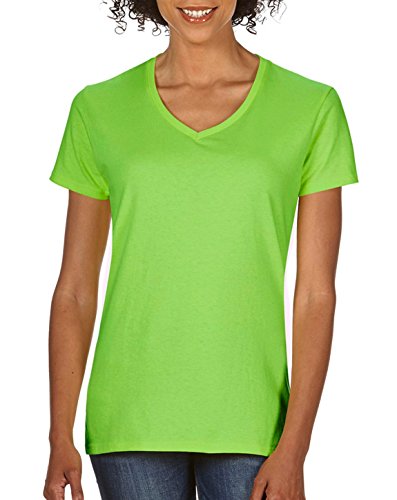 Gildan Women’s Softstyle V-Neck T-Shirt – Large – Lime