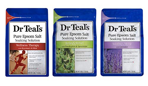 Dr. Teal’s Pure Epsom Salt Soaking Solution Mothers Day Gift Set (3 Pack, 3lbs ea.) – Soothe & Sleep Lavender, Relax & Relief Eucalyptus & Spearmint, Wellness Therapy with Rosemary & Mint – At Home