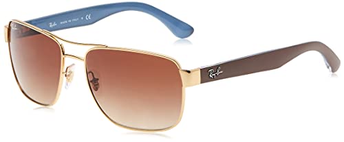 Ray-Ban Men’s RB3530 Square Sunglasses, Gold/Brown Gradient Dark Brown, 58 mm